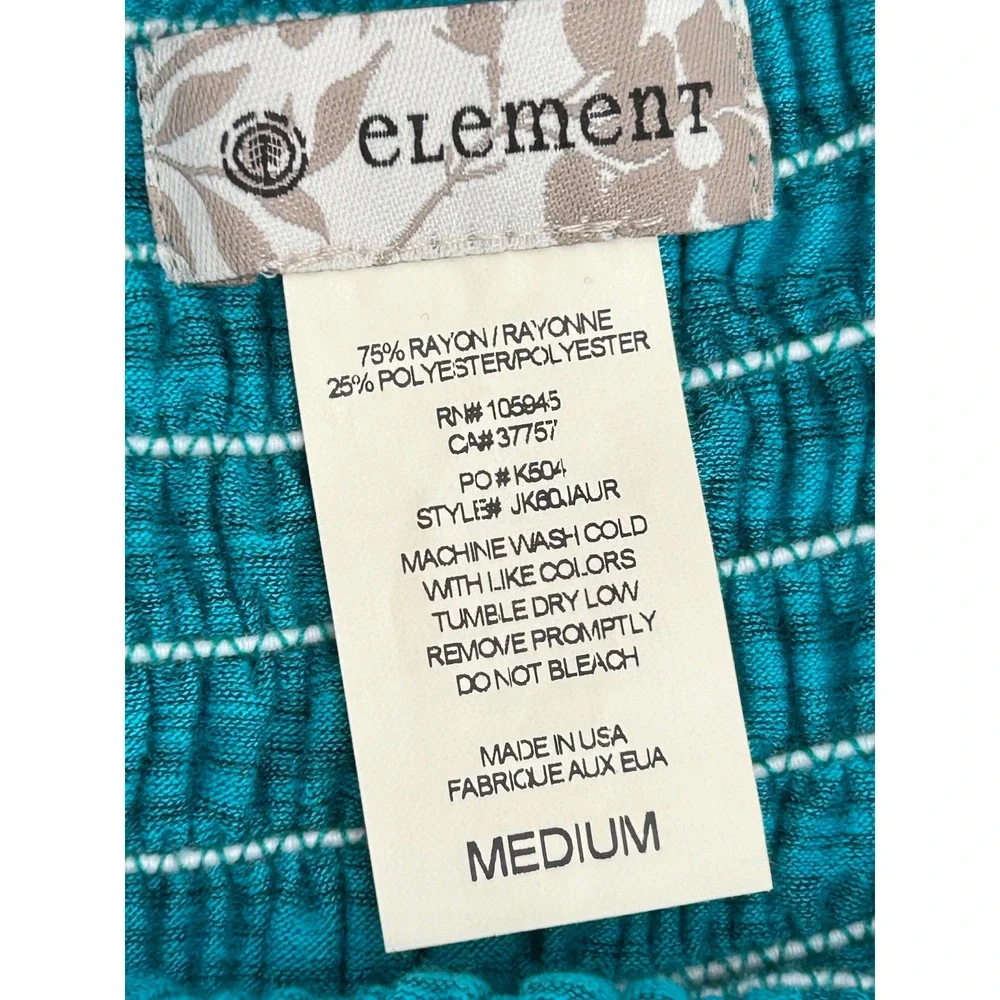 Element Womens Teal Green Space Dye Smocked Strapless Maxi Dress Skirt Medium